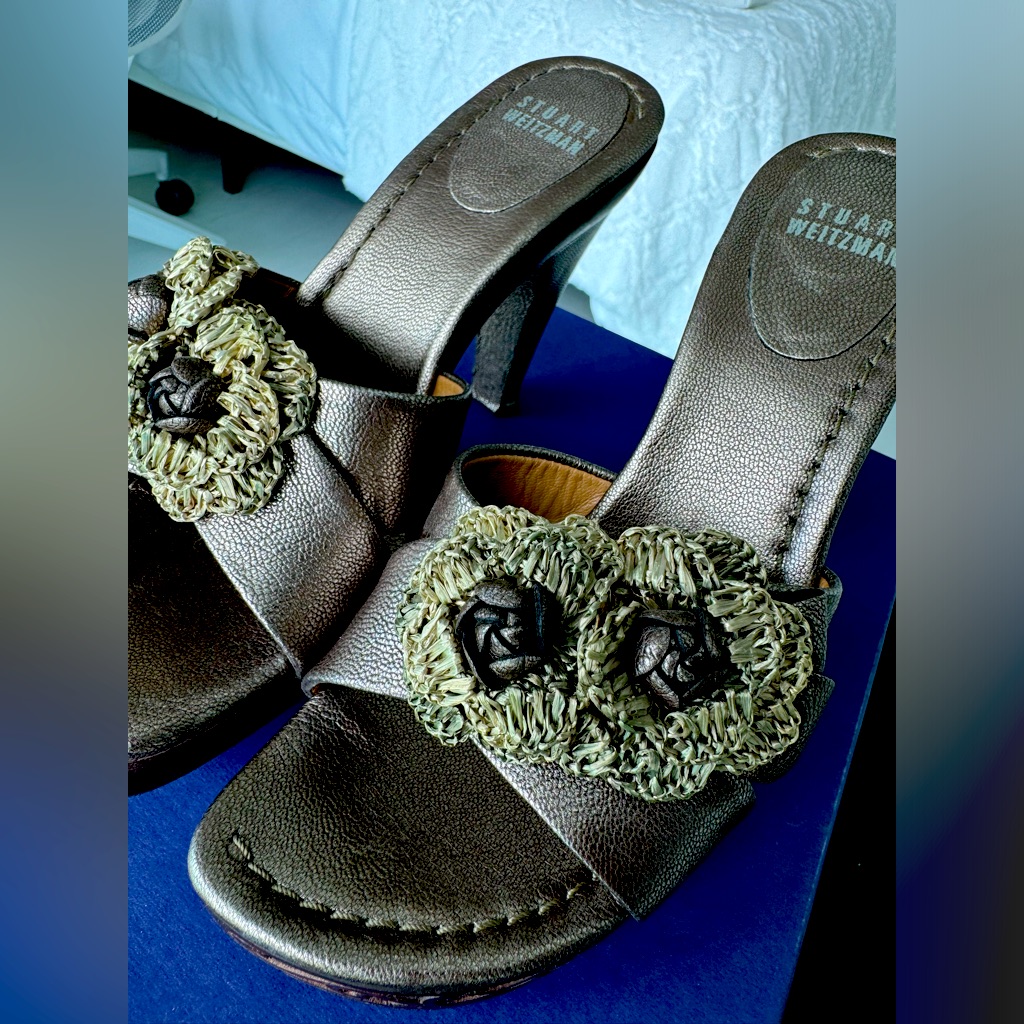 Stuart Weitzman Wedge Heels In Brown Metallic - Vintage
